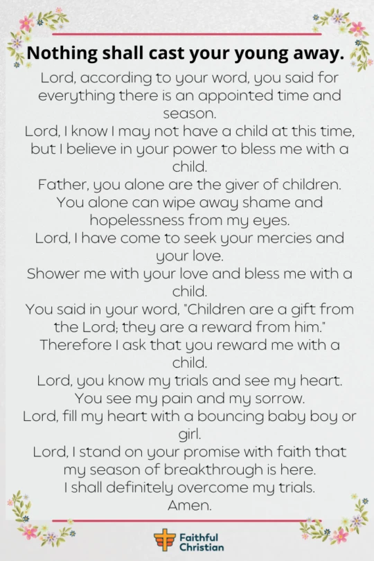 Fertility Prayer for a Baby (boy or girl) and to get Pregnant