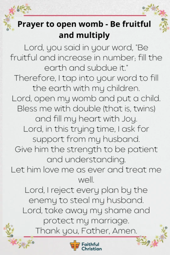 Prayer to open womb - Be fruitful and multiply