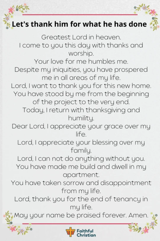 Prayer for a new home to live (house cleansing and dedication) 