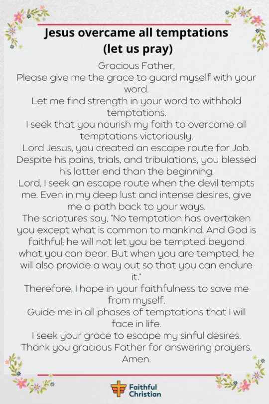 Prayer for Overcoming Temptations, Trials and Vices