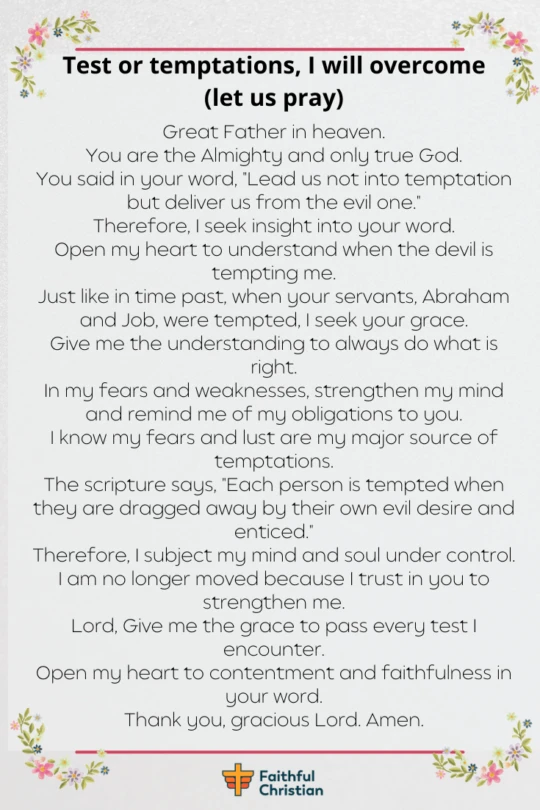 Prayer for Overcoming Temptations, Trials and Vices