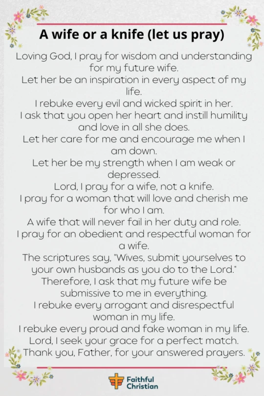 Prayer for my future wife (with bible verses) 