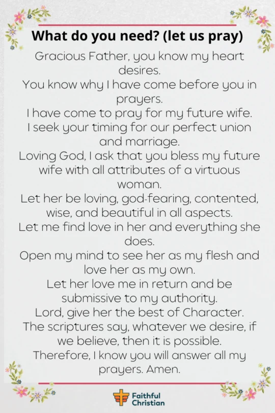 Prayer for my future wife (with bible verses) 