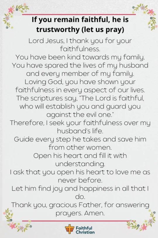 7 Prayers for your Husband to be faithful and Honest