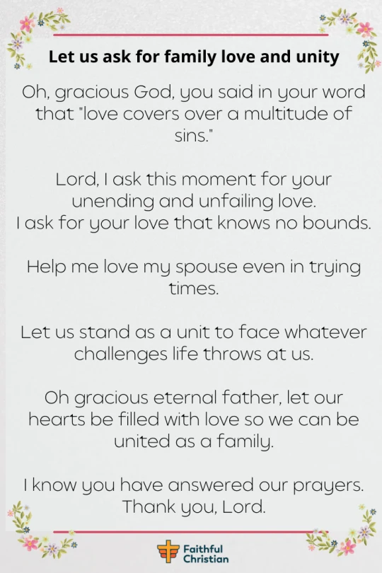 Powerful Prayer for family love and unity (With Bible Verses)
