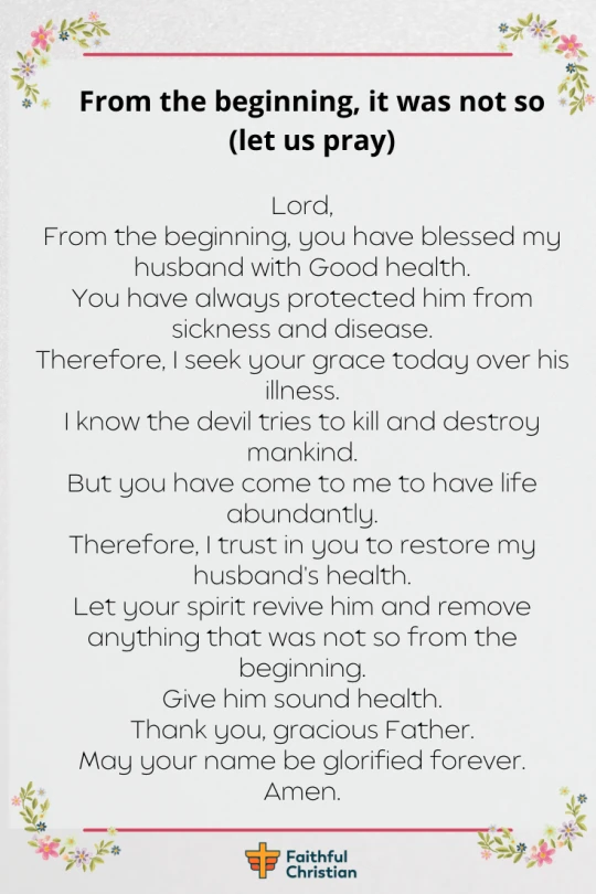 Powerful Prayer for my Husband's Health and Sickness