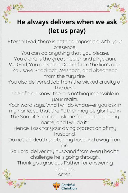 Powerful Prayer for my Husband's Health and Sickness