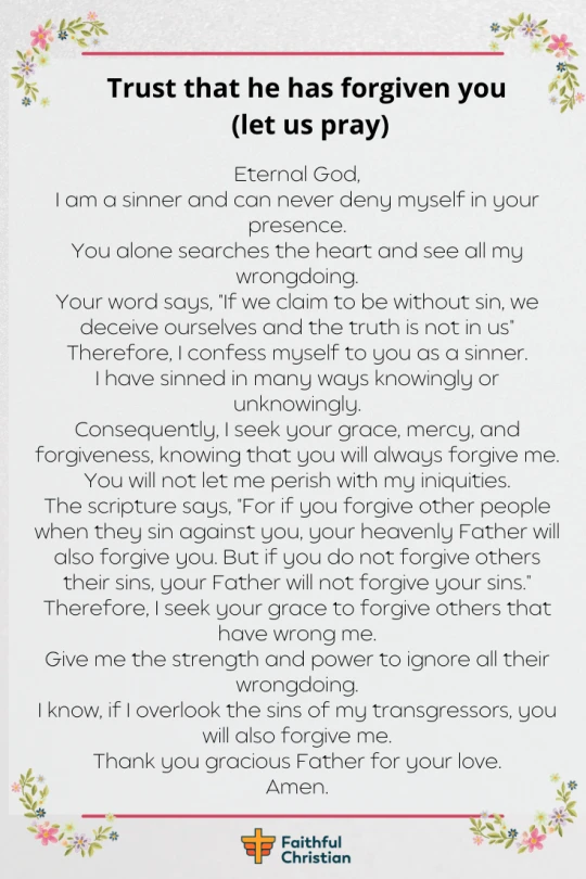 Prayer For Forgiveness Of Sins Against God And Others