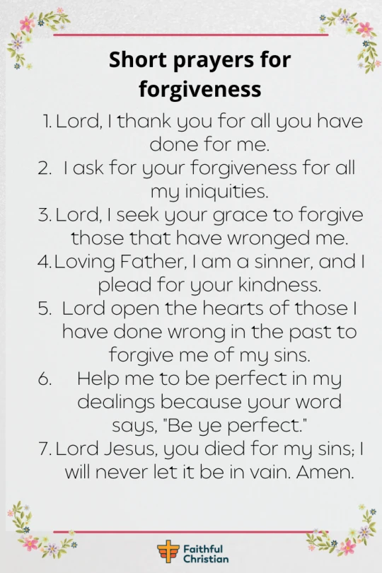 Prayer For Forgiveness Of Sins Against God And Others