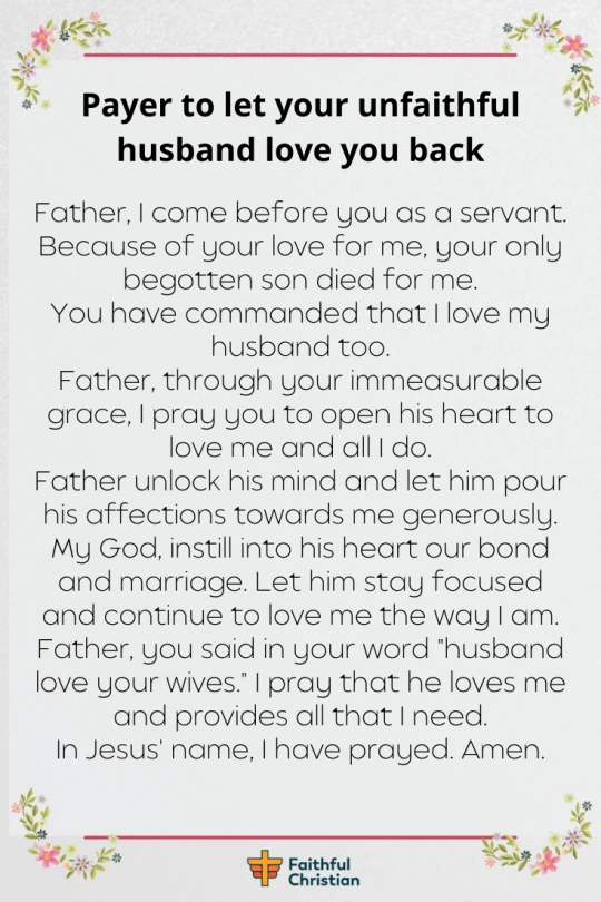 Prayer for an Unfaithful & Cheating Husband (4 Bible verses) 