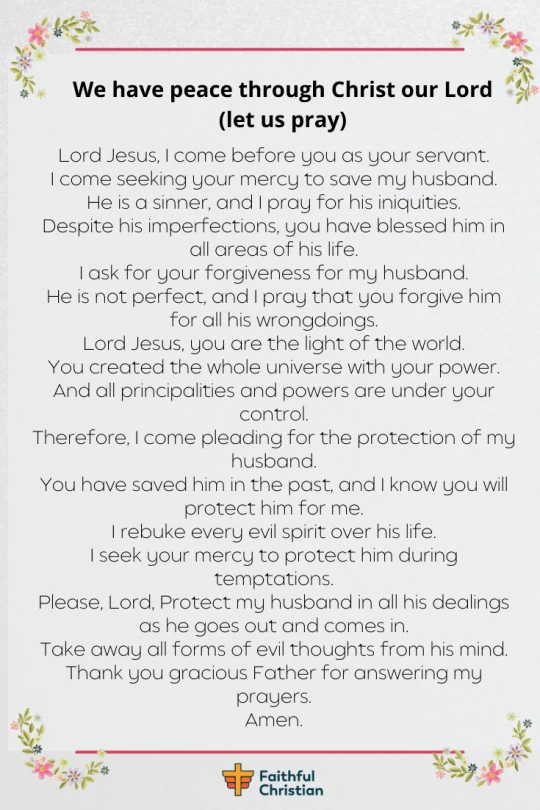 Prayer for my Husband's Protection from temptations