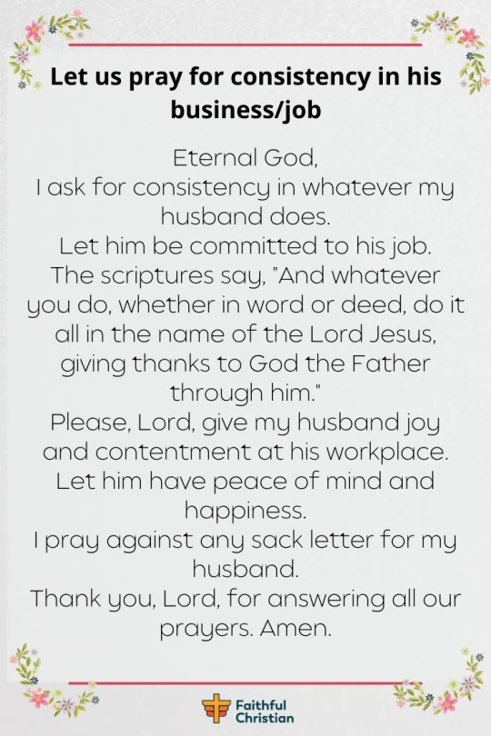 Prayer for my husband at Work, Job and Workplace 