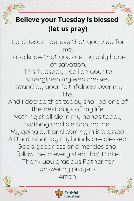 Tuesday Morning Prayer For the Day (With Bible verses)