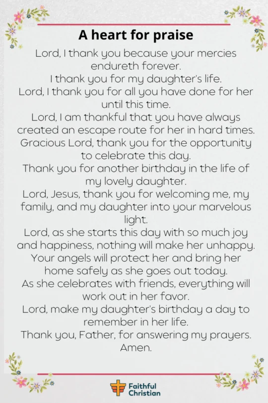 Powerful Prayer for Daughter's Birthday 