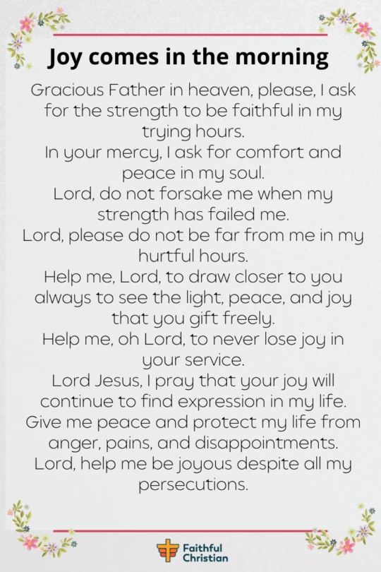 Prayer for Joy, strength and peace in the Lord