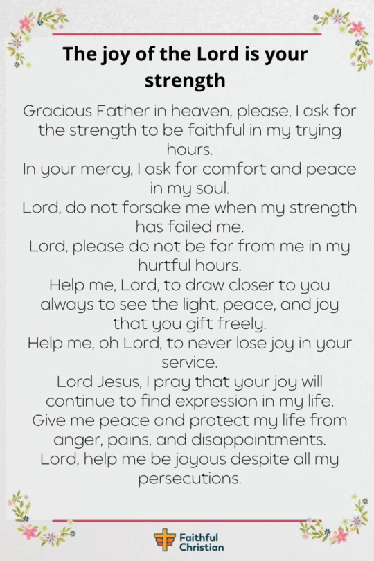 Prayer for Joy, strength and peace in the Lord