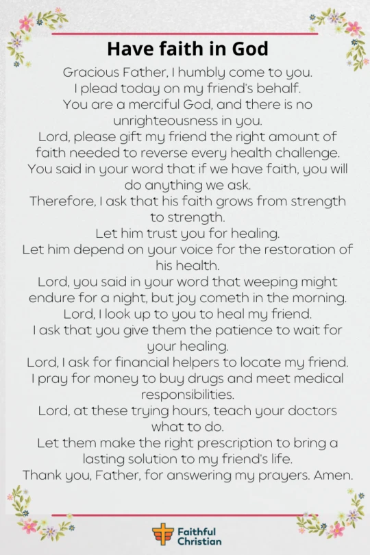 Prayer for healing cancer for friend or family member