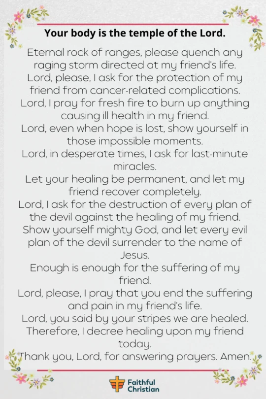 Prayer for healing cancer for friend or family member