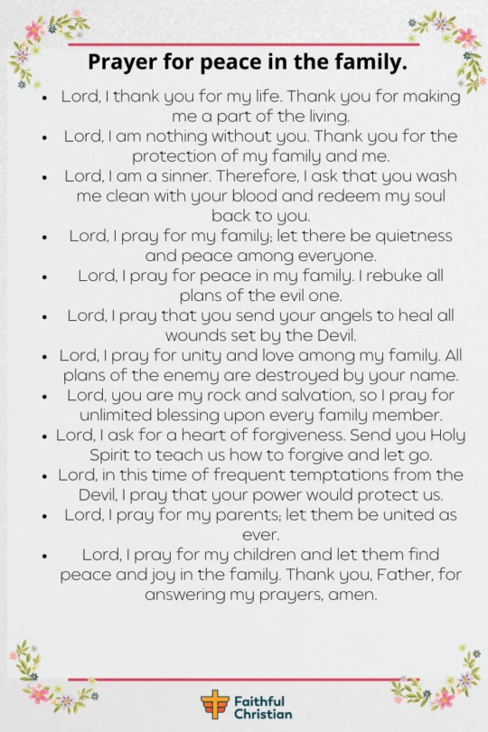 Prayer for peace in the family [with scriptures] 