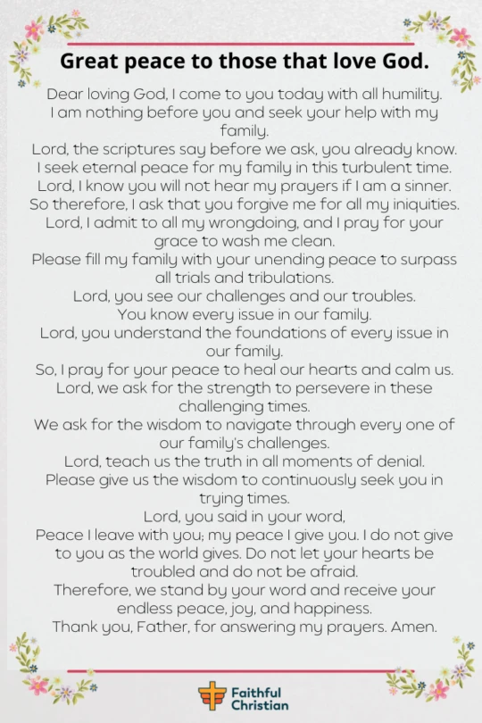 Prayer for peace in the family [with scriptures] 