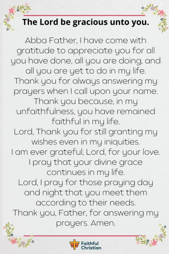 Prayer for thanking God for answered prayers