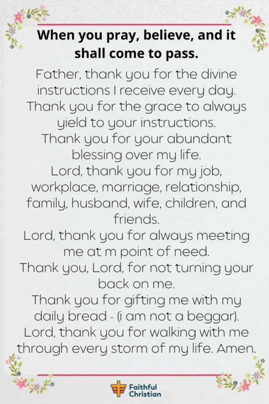 Prayer for thanking God for answered prayers