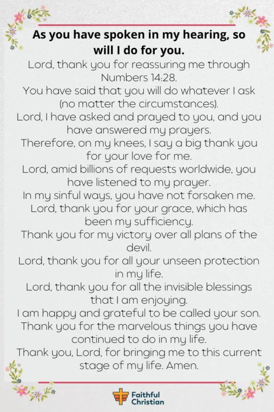 Prayer for thanking God for answered prayers